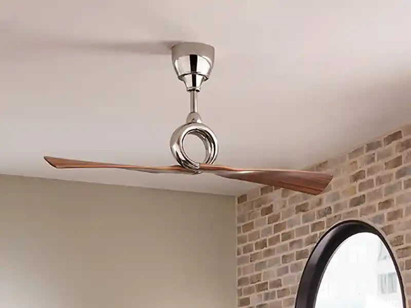 Preisreduziert KICHLER Ausgefallener Deckenventilator LINK mit Fernbedienung, Ø 137cm Holzoptik