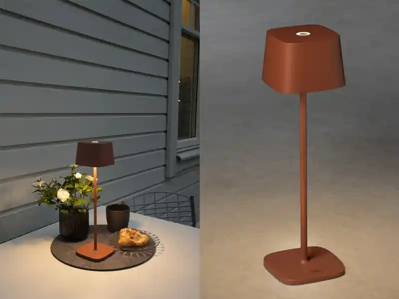 Konstsmide Wiederaufladbare Akku LED Outdoor Tischleuchte CAPRI dimmbar in Braun, Höhe 36cm Jetzt Bestellen