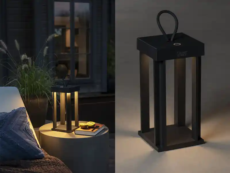 Heißes Angebot Konstsmide LED Outdoor Laterne CANNES USB aufladbar für Boden & Tisch, Schwarz Höhe 42cm