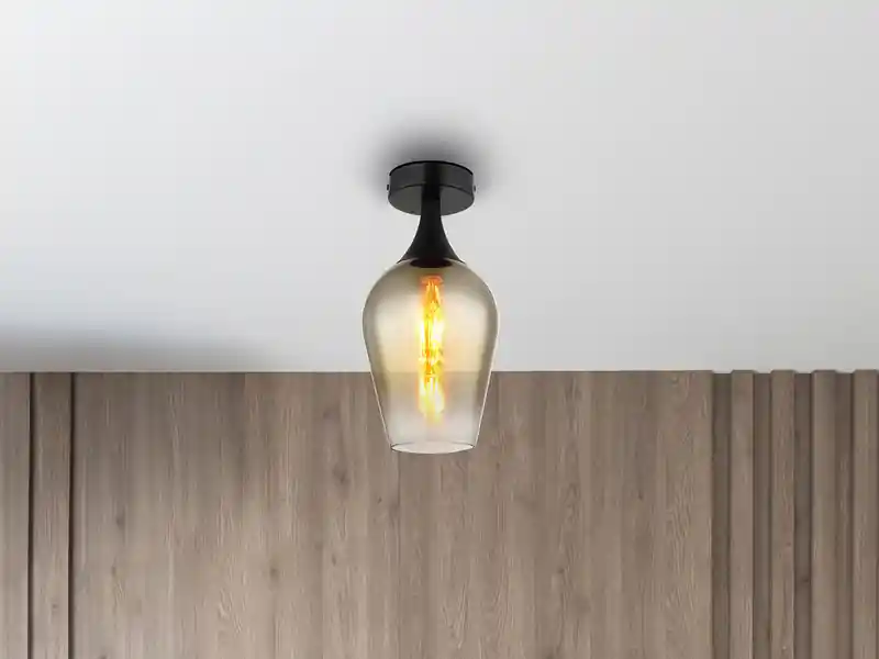 Kostenloser Rückversand meineWunschleuchte Kleine LED Deckenleuchte mit Glas Lampenschirm Gold, Ø 15cm