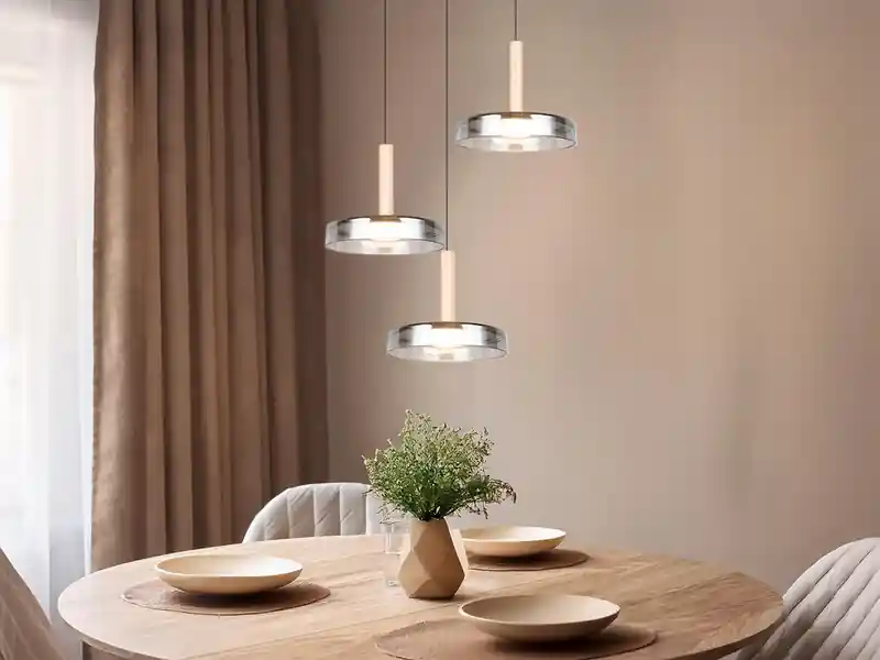 Trio Leuchten LED Pendelleuchte CELESTE höhenverstellbar 3-flammig Glas Chrom, Ø 35cm Kracherpreis