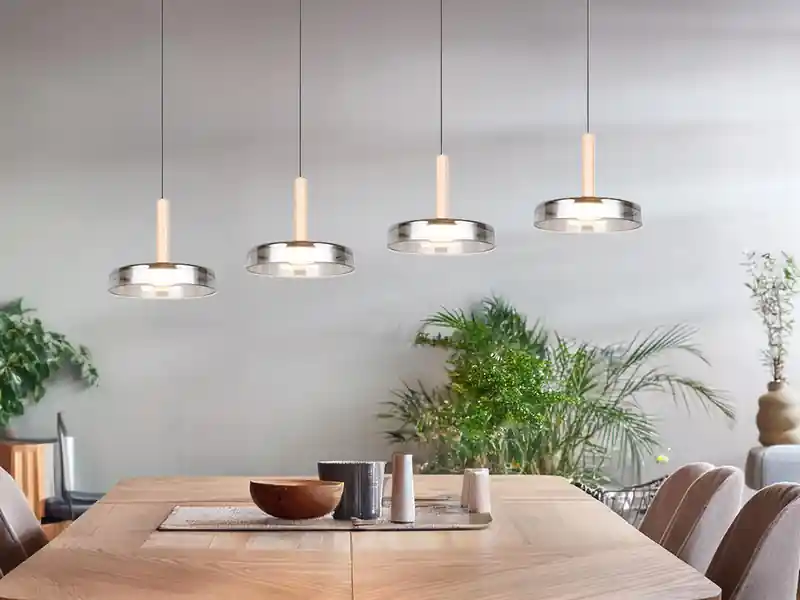 Trio Leuchten LED Pendelleuchte CELESTE 4-flammig höhenverstellbar Glas Chrom B: 115cm Super-Preis