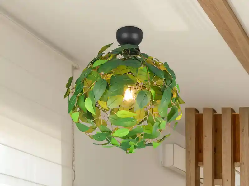 Beliebt meineWunschleuchte LED Deckenleuchte mit Blätter Lampenschirm in Grün, Ø 38cm