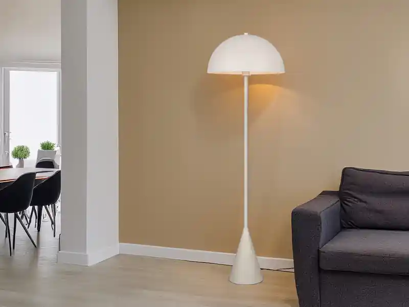Garantierte Lieferung Trio Leuchten Kleine Stehleuchte ALFIE in Pilzform aus Metall Hellgrau, Höhe 130cm