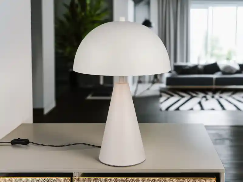Trio Leuchten Große Tischleuchte ALFIE in Pilzform aus Metall Hellgrau, Höhe 43cm Must-Have