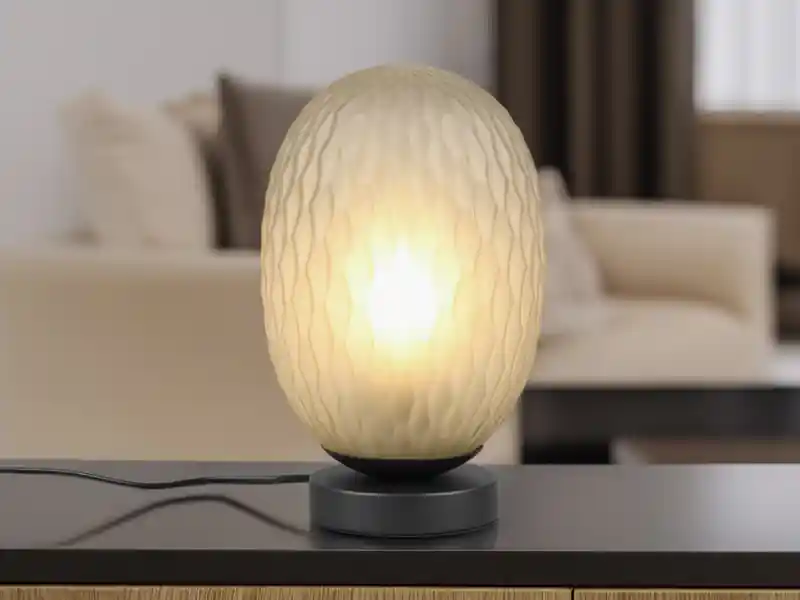 Trio Leuchten Tischleuchte FACETTE mit ovalem Glas Lampenschirm Grün, Höhe 28cm Rabatt