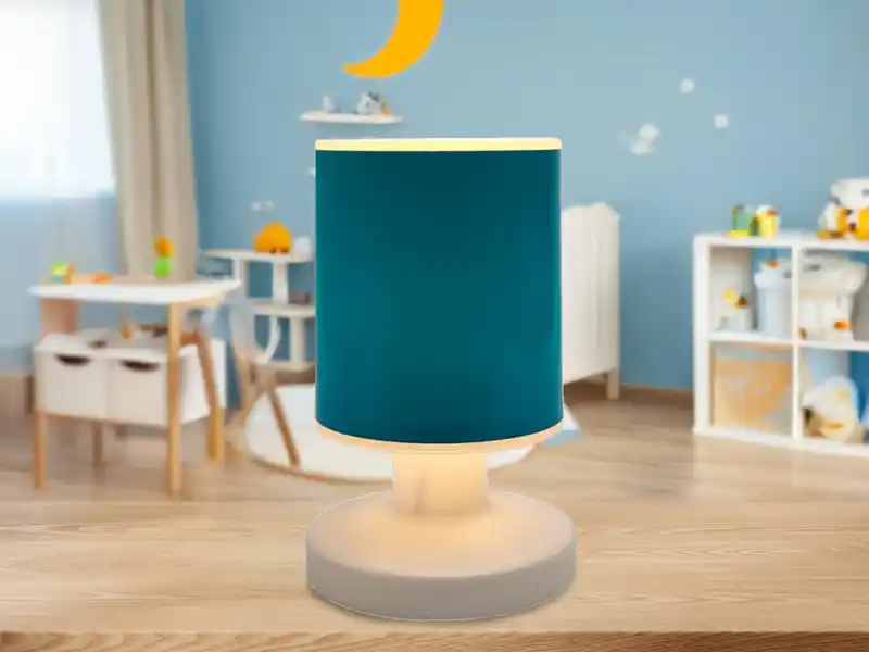 Niermann LED Akku Tischleuchte mit Schirm Petrol per USB aufladbar, Höhe 20cm Neu Im Sortiment