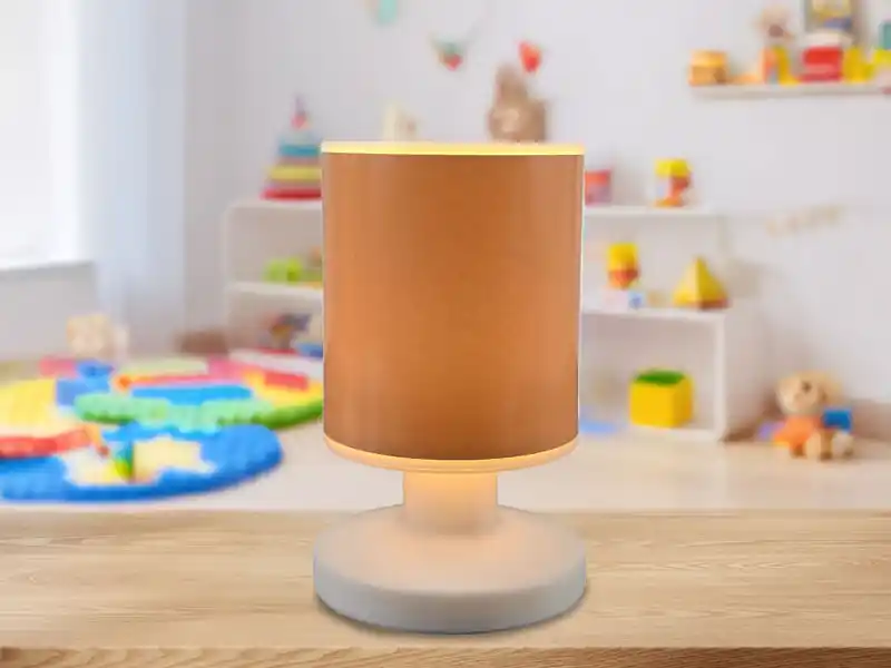 Niermann LED Akku Tischleuchte mit Schirm Pfirsichfarben, per USB aufladbar, Höhe 20cm Neue Ware