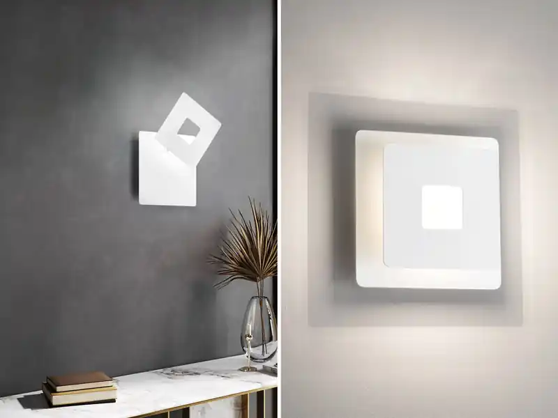 Fischer & Honsel Verstellbare LED Wandleuchte HENNES Weiß eckig, Höhe 18cm Sonderaktion