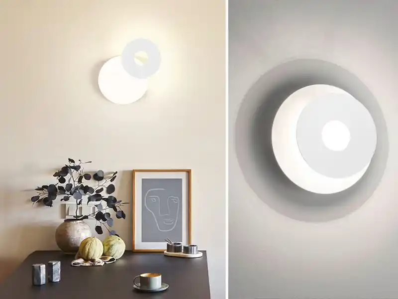Fischer & Honsel LED Wandleuchte HENNES Weiß rund mit verstellbarem Ring, Ø 18cm Preisreduziert