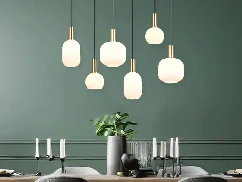 Günstig meineWunschleuchte Retro LED Pendelleuchte 6-flammig mit Glasschirmen in Weiß, Breite 92cm