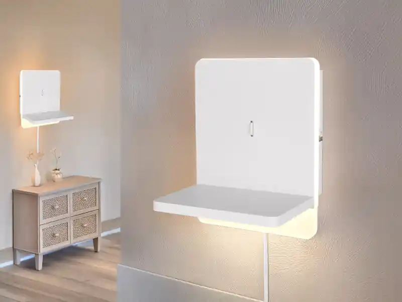 Sichere Zahlung meineWunschleuchte 2er Set LED Wandleuchten Weiß mit Stecker, Schalter & Ladefunktion, Höhe 20cm