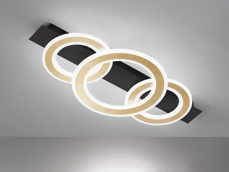 Fischer & Honsel LED Deckenleuchte CIRCLE Schwarz Gold mit Fernbedienung dimmbar, Breite 76cm Bestseller