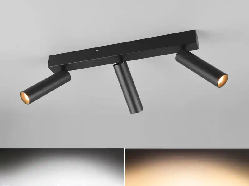 Neu Im Sortiment Trio Leuchten Moderner LED Deckenstrahler AMBALA dimmbar 3-flammig Schwarz, Breite 44cm