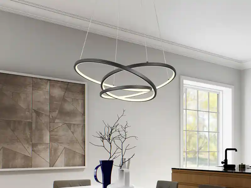 Wochenendangebot Trio Leuchten Große dimmbare LED Pendelleuchte DARVIN Schwarz, Breite 84cm