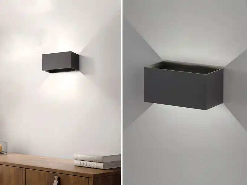 Fischer & Honsel LED Updown Wandleuchte WALLO Schwarz für Innen & Außen, Breite 20cm Preisknaller