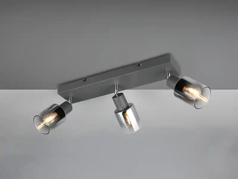 meineWunschleuchte 3-flammiger LED Deckenstrahler mit Chrom Glasschirmen, Breite 42cm Markenware