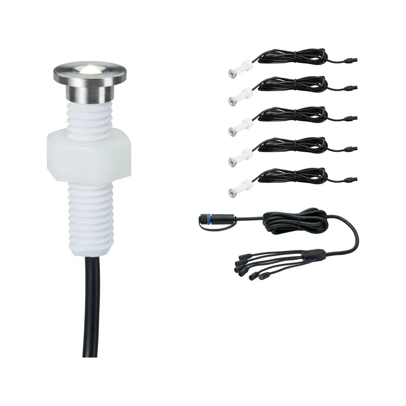 Kostenloser Rückversand Plug & Shine LED Bodeneinbauleuchte MicroPen II Erweiterungsset IP67 3000K 5x0,2W Silber