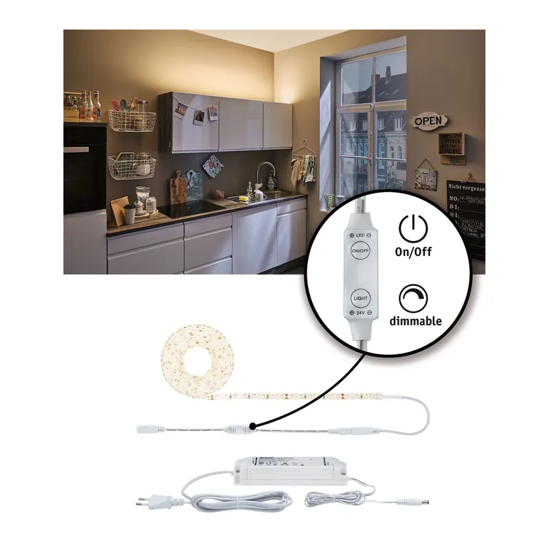 Top-Preis SimpLED Power LED Strip Warmweiß Komplettset 3m beschichtet 33W 1100lm/m 72 LEDs/m 3000K 48VA
