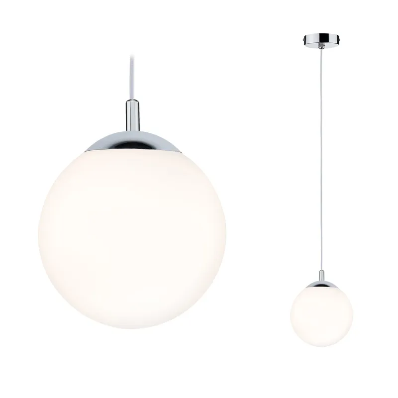 Pendelleuchte Globe IP44 E27 max. 20W Satin/Chrom dimmbar Versand Am Gleichen Tag