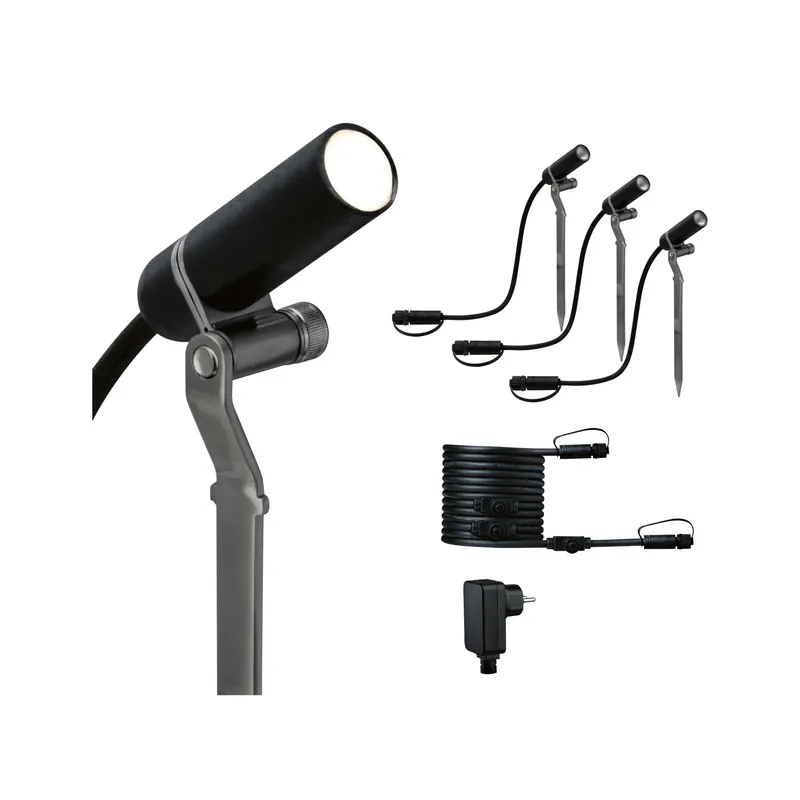 Nur Heute Plug & Shine LED Gartenstrahler Plantini Basisset IP65 3000K 3x2W 21VA Anthrazit