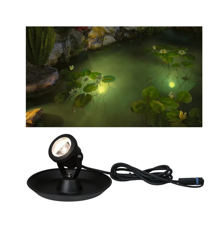 Plug & Shine LED Spot Teichleuchte Einzelspot IP68 3000K 4W Schwarz Beliebt