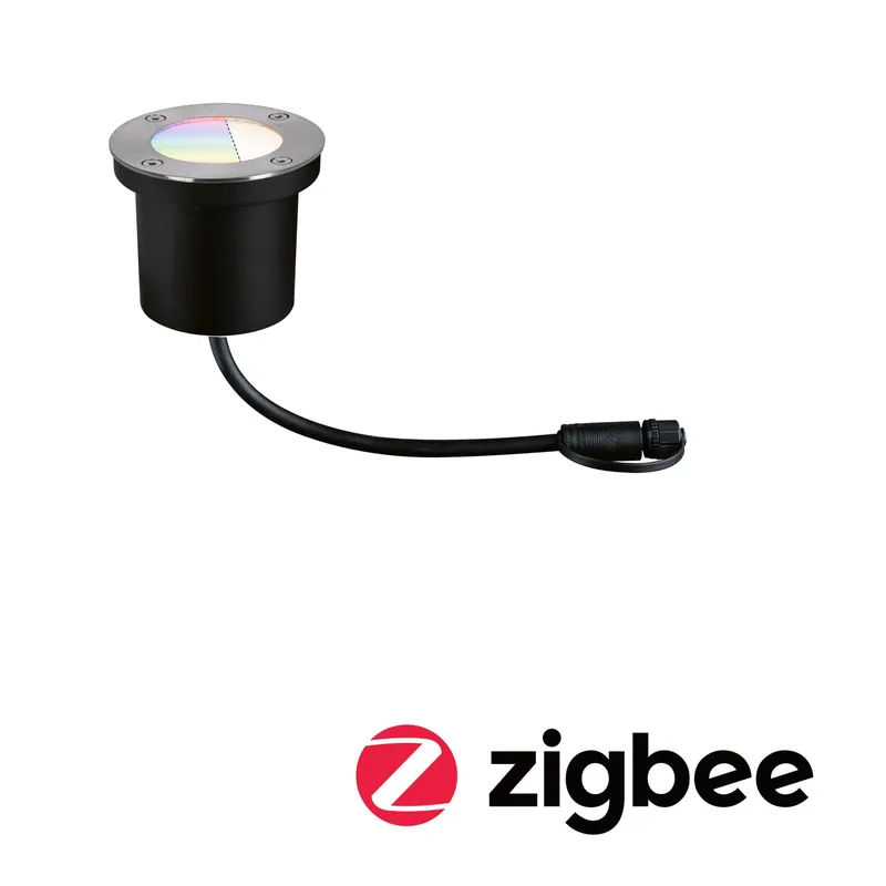Plug & Shine LED Bodeneinbauleuchte Smart Home Zigbee 3.0 RGBW Einzelspot IP67 RGBW+ 3,7W Silber Gratis Versand