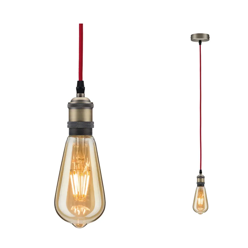 Saisonangebot Neordic Pendelleuchte Eldar E27 max. 60W Rot/Nickel gebürstet dimmbar Metall