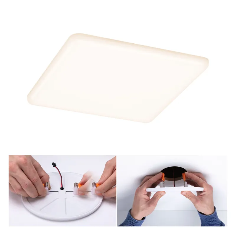 Rabatt VariFit LED Einbaupanel Veluna IP44 eckig 185x185mm 17W 1400lm 3000K Satin
