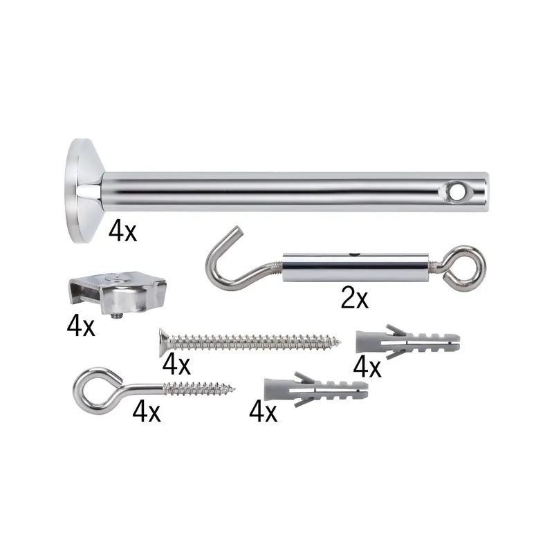 Seilsystem Montageset 4er-Set Chrom Sichere Zahlung