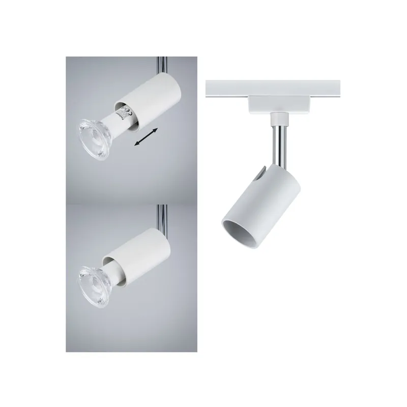 URail Schienenspot Pure I Einzelspot GU10 max. 10W dimmbar 230V Weiß/Chrom Versand Am Gleichen Tag