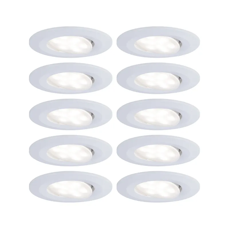 LED Einbauleuchte Calla Basisset schwenkbar IP65 rund 90mm 30° 10x5,2W 10x460lm 230V dimmbar 4000K Weiß matt Kostenloser Versand
