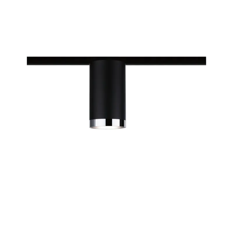 URail Schienenspot Tube Einzelspot GU10 max. 10W dimmbar 230V Schwarz matt/Chrom Garantierte Lieferung