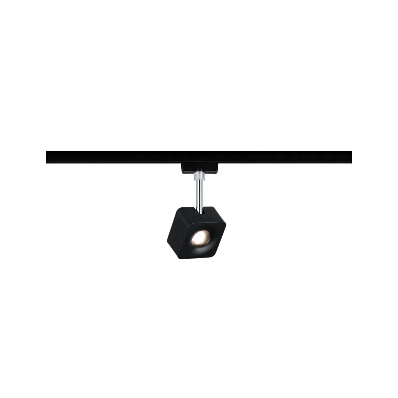 Billig URail Schienenspot Cube Einzelspot 540lm 8W 2700K dimmbar 230V Schwarz matt/Chrom