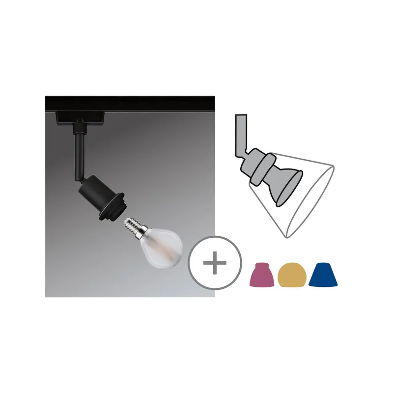 Schnäppchen URail Schienenspot DecoSystems Einzelspot E14 max. 20W dimmbar 230V Schwarz matt