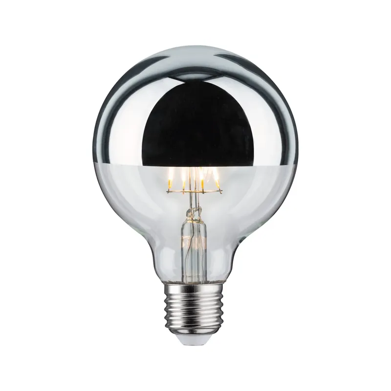 Sonderaktion Modern Classic Edition Standard 230V LED Globe Kopfspiegel E27 G95 600lm 6,5W 2700K dimmbar Kopfspiegel Silber