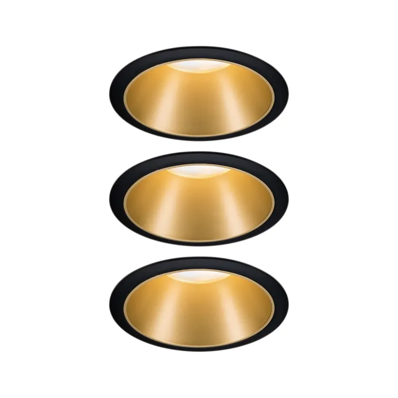 Preisreduziert LED Einbauleuchte 3-Step-Dim Cole 3er-Set IP44 rund 88mm Coin 3x6W 3x470lm 230V dimmbar 2700K Schwarz/Gold matt