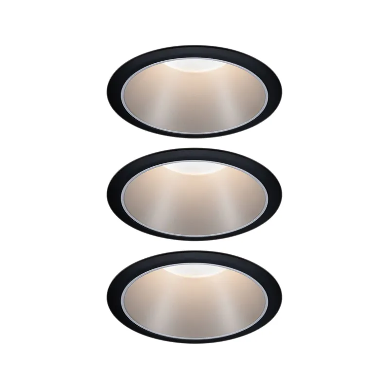 Neue Ware LED Einbauleuchte 3-Step-Dim Cole 3er-Set IP44 rund 88mm Coin 3x6W 3x470lm 230V dimmbar 2700K Schwarz/Silber matt