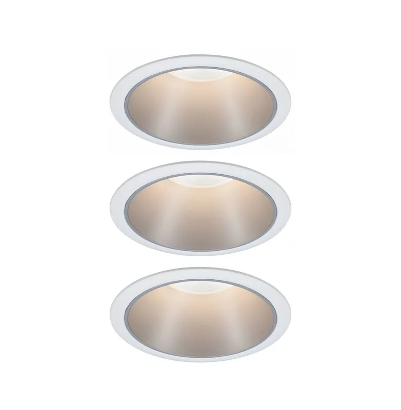 Neuheit LED Einbauleuchte 3-Step-Dim Cole 3er-Set IP44 rund 88mm Coin 3x6W 3x470lm 230V dimmbar 2700K Weiß/Silber matt