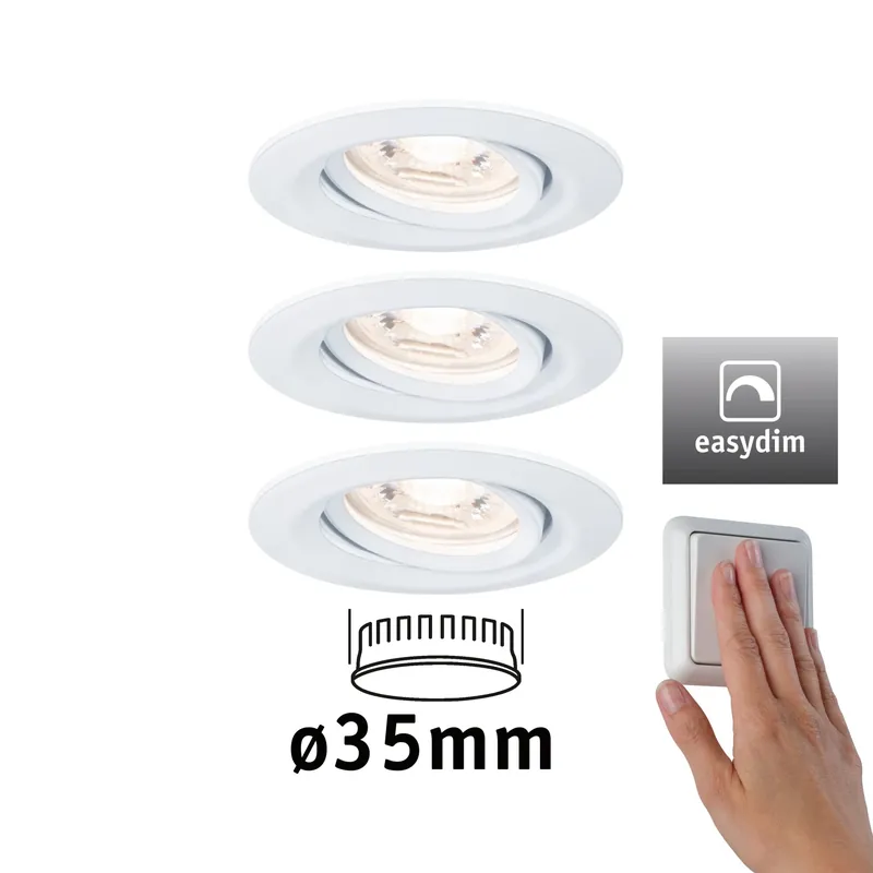 LED Einbauleuchte Easy Dim Nova Mini Plus Basisset schwenkbar rund 66mm 15° Coin 3x4,2W 3x300lm 230V dimmbar 2700K Weiß matt Wochenendangebot