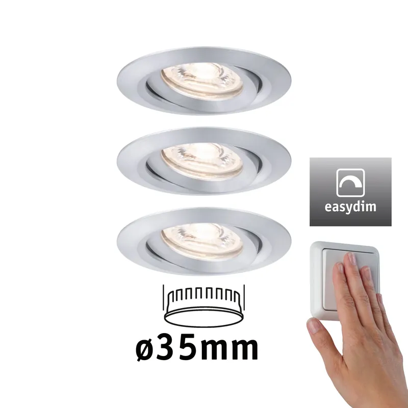 LED Einbauleuchte Easy Dim Nova Mini Plus Basisset schwenkbar rund 66mm 15° Coin 3x4,2W 3x300lm 230V dimmbar 2700K Alu Kostenloser Rückversand
