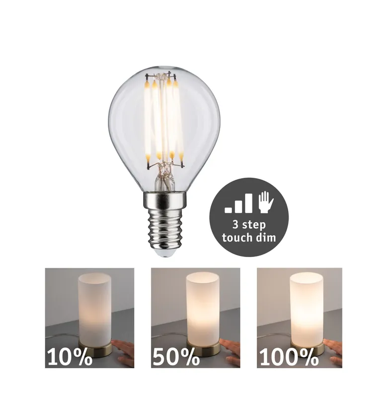 Filament 230V Touch Dim LED Tropfen E14 432lm 5W 2700K dimmbar Klar Direktkauf