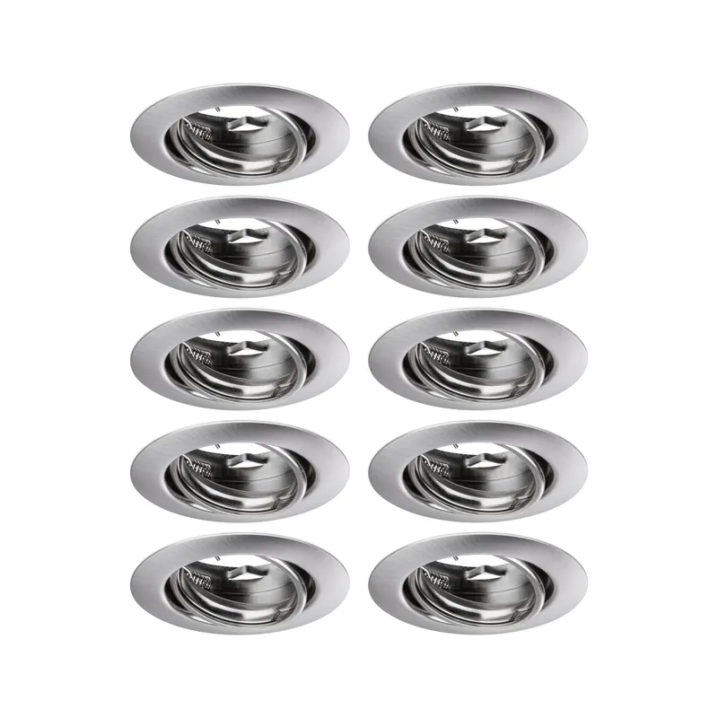 Sofort Bestellen Einbauleuchte Base Basisset schwenkbar rund 90mm 20° GU10 max. 10W 230V dimmbar Eisen gebürstet