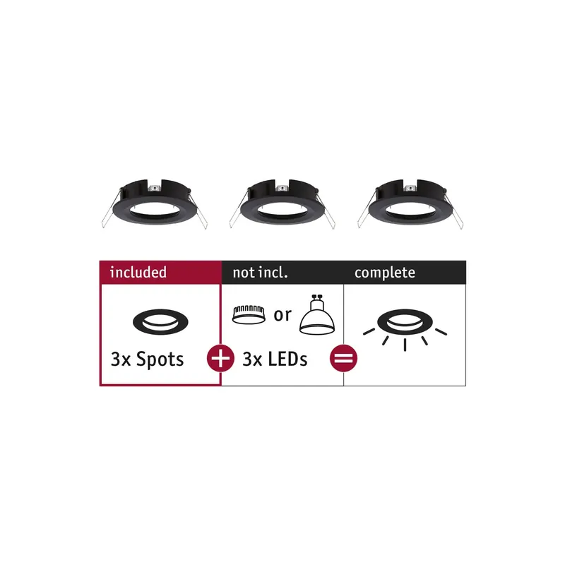 Letzte Chance Einbauleuchte Choose Basisset starr IP44 rund 78mm max. 3x10W 230V dimmbar Schwarz matt