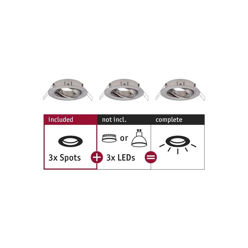 Einbauleuchte Choose Basisset schwenkbar rund 84mm 50° max. 3x10W 230V dimmbar Eisen gebürstet Top-Angebot