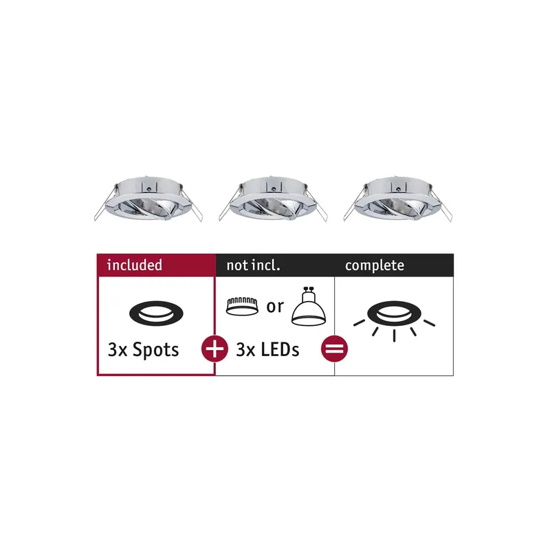 Sichere Zahlung Einbauleuchte Choose Basisset schwenkbar rund 84mm 50° max. 3x10W 230V dimmbar Chrom