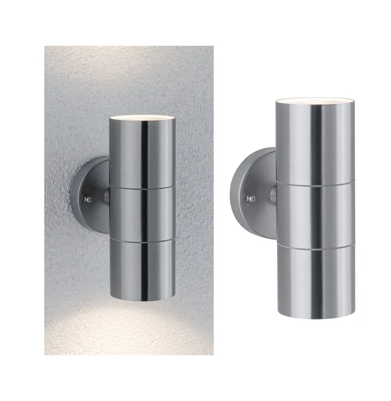 Wandleuchte Flame IP44 60mm max. 2x10W 230V Edelstahl gebürstet Edelstahl Preisreduziert