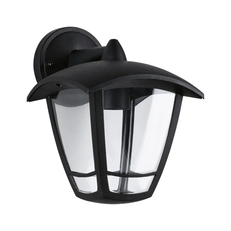Must-Have Außenwandleuchte Classic Curved IP44 164x225mm max. 12W 230V Klar/Schwarz Kunststoff