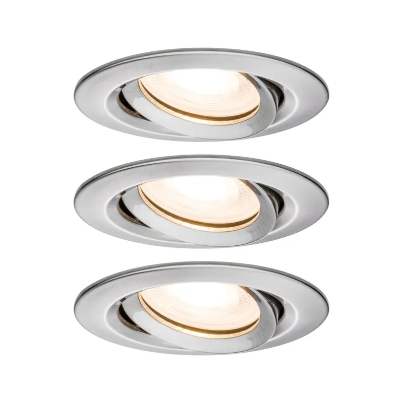 LED Einbauleuchte Nova Plus 3er-Set schwenkbar IP65 rund 93mm 30° GU10 3x7W 3x460lm 230V dimmbar 2700K Eisen gebürstet Rabatt