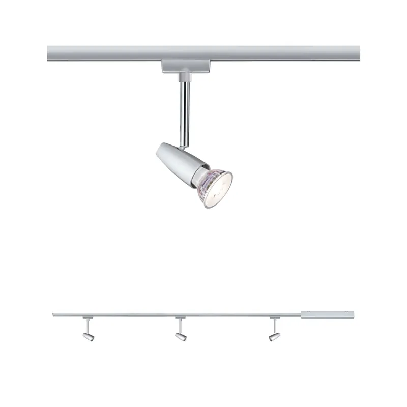 Preiswert URail Schienenspot Barelli Basisset GU10 max. 3x10W dimmbar 230V Chrom matt/Chrom